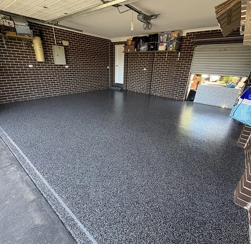 Charcoal flake garage floor, finished